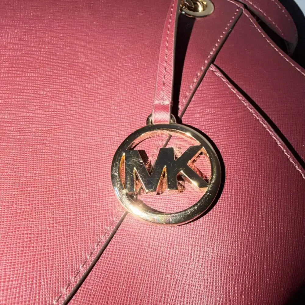 Michael Kors Jet Set Large Saffiano Burgundy Shoulder Bag